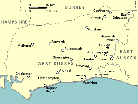 West Sussex map